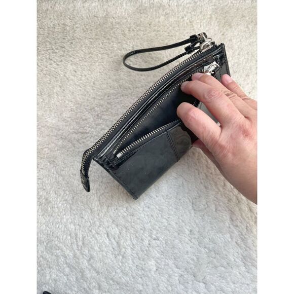 Coach JULIA OP Patent Leather Zippy Monogram Convertible Clutch Wallet Wristlet - Picture 9 of 10